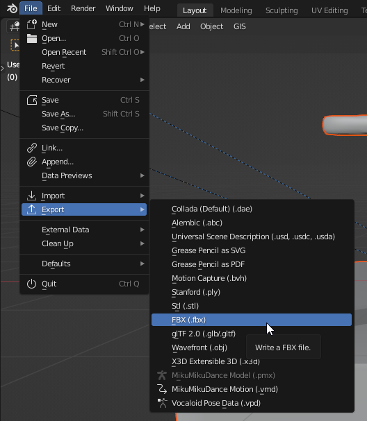 Tutorial cara export objek 3d dari blender versi 3 5 ke format fbx
